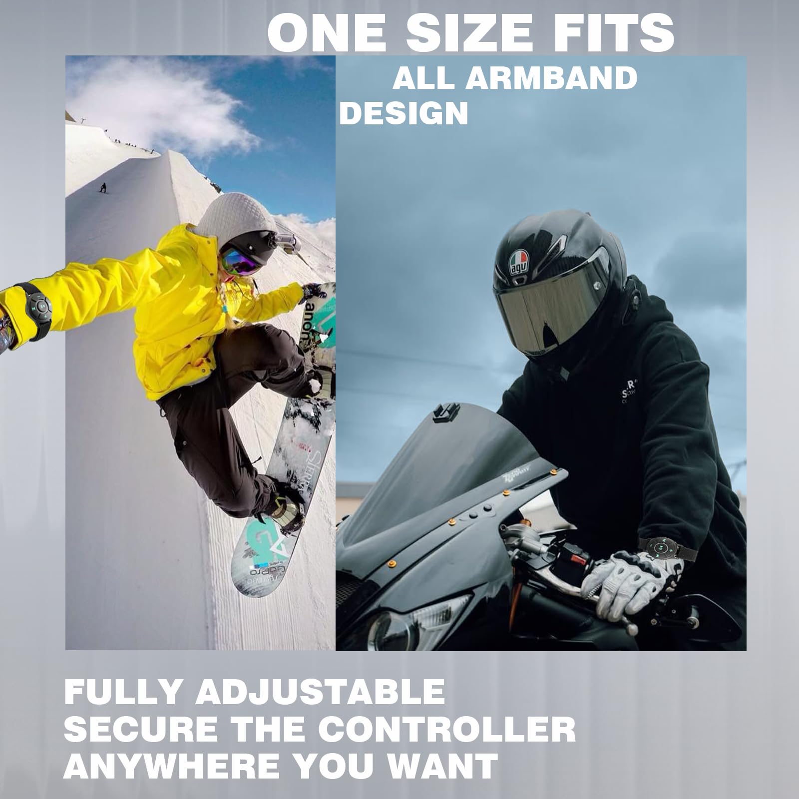 Doohoeek Bluetooth Fernbedienung mit Armband für iPhone & Android Phone, Tragbare Anruf/Musik/Foto-Fernsteuerung bei Outdoor Sport, Skifahren, Motorrad, Fahrad, IPX7 Wasserdicht