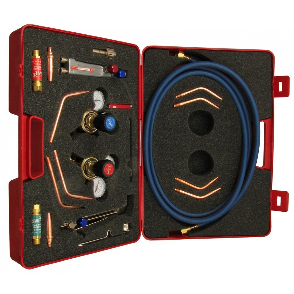 Portable Gas Welding Cutting Kit Type 5 Torch, Hose, Regulator, Spark