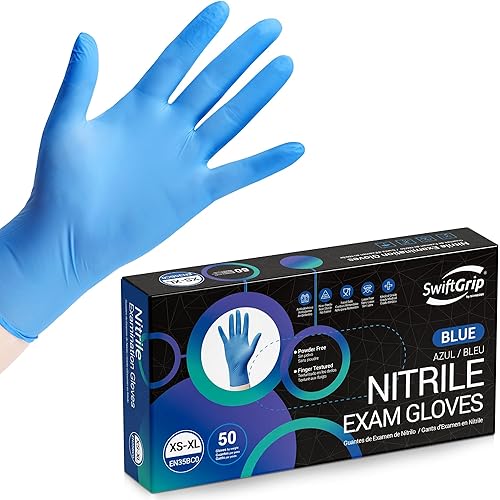 Miniatura 9 de Guantes desechables de nitrilo para examen, 3 mil, azul, guantes de nitrilo desechables, sin látex, guantes médicos, guantes de limpieza, guantes de