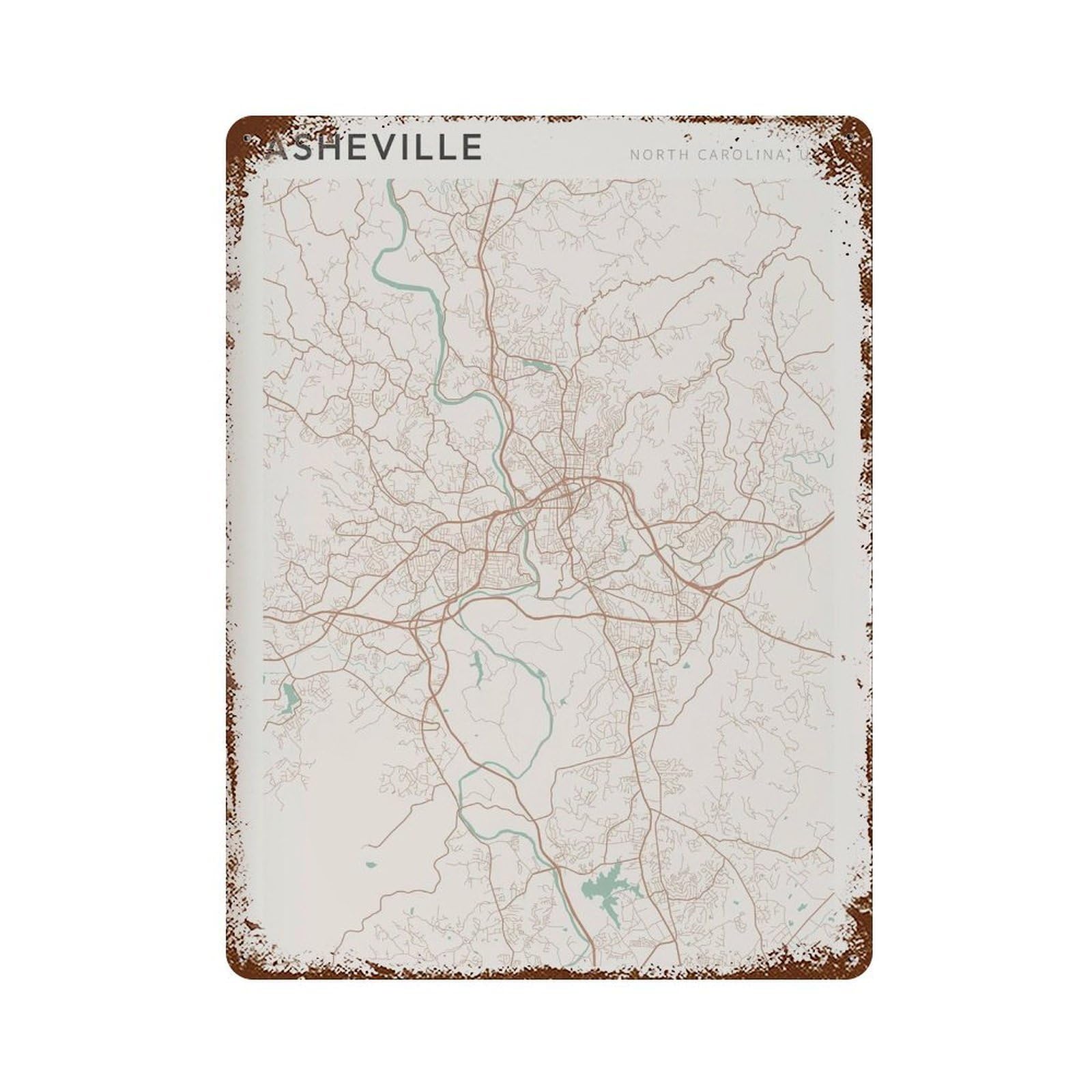 xiaoxiaoshen Asheville Map North Carolina Travel Gift Farmhouse Decor (2) Wall Decor Art Metal Tin Poster Modern Home Decor Art Home Bar Shop Decorations Vintage Sign 40x30cm