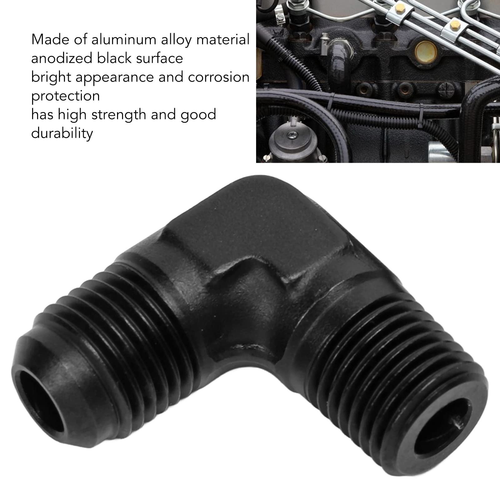 6an 90 Degree Fitting Fasster X591 -6AN Flare 90 Degree Fitting – 1/4" NPT Male To AN Union In Black 6an T Fitting - Foto 2