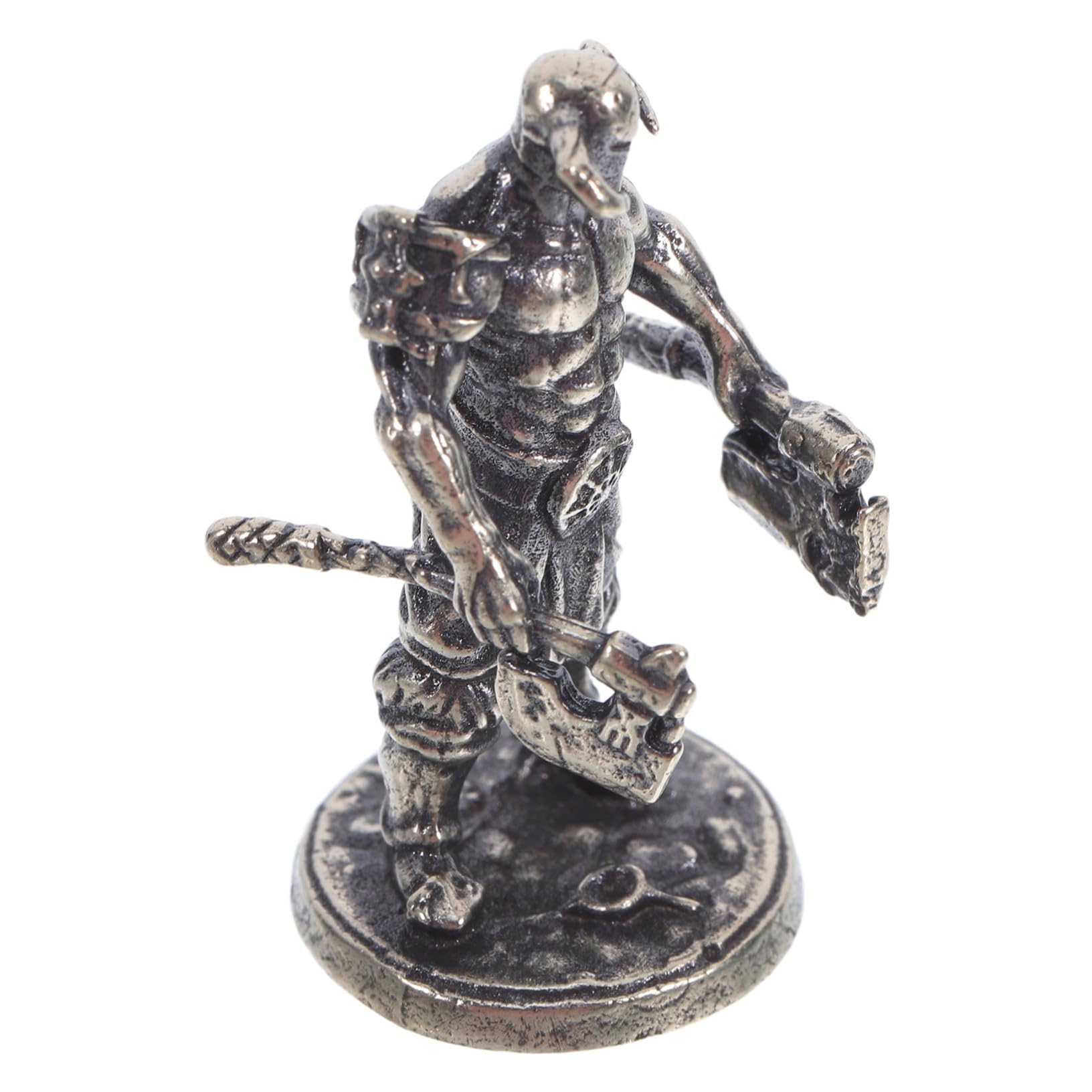 PERSELOSO Cupronickel Japanese Samurai Figurine Miniature Warrior Sculpture Collectible Medieval Desk Decor for Home Office Festival Display