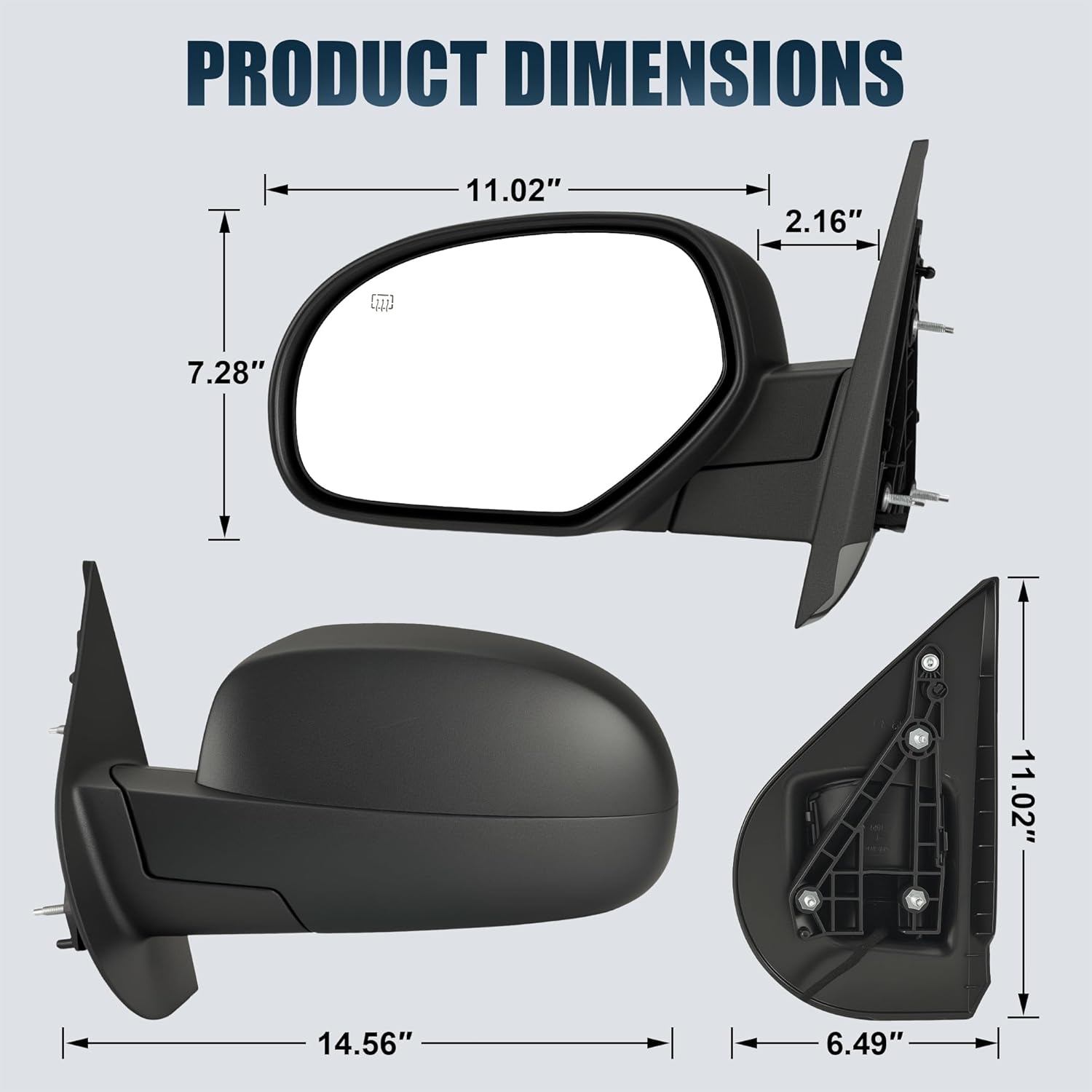 Driver Side Tow Mirror Compatible with 2007-2013 for Chevy Silverado 1500 2500HD 3500HD for GMC Sierra 1500 2500 HD for GMC Yukon/Yukon XL 1500, Power Heated Side View Mirror, Left