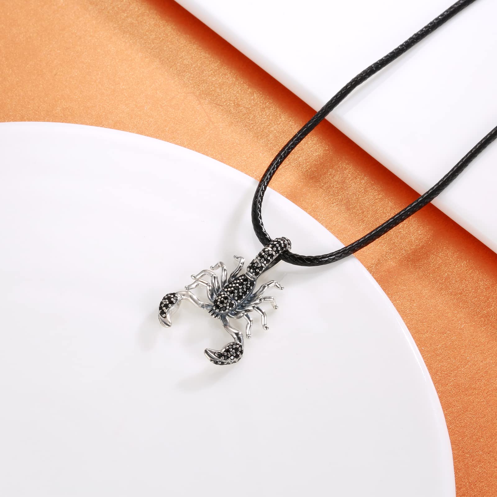 Collar con colgante de dragón escorpión de plata de ley 925 con circonita cúbica negra, colgante de constelación del zodiaco de Escorpio, regalo para mujeres y hombres