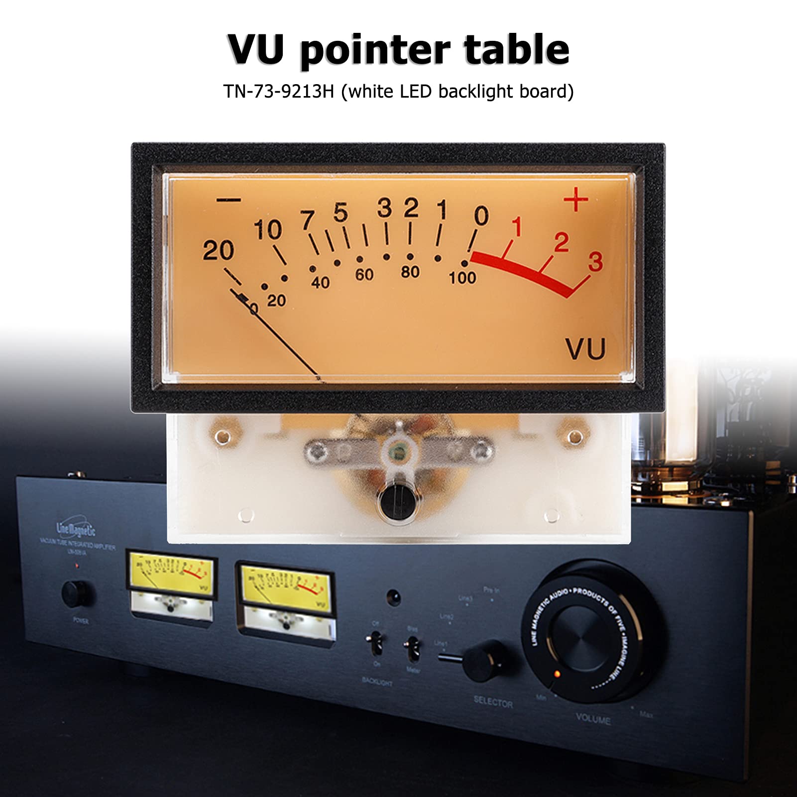 High Precision VU Meter Header TN-73, Indicador de nivel de medidor de VU de audio analógico con retroiluminación para Bricolaje, Estudio, Plataformas de Voz