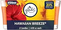 Glade Hawaiian Breeze 1-Wick Scented Candle Jar, Essential Oils Infused Air Freshener, 4.08oz 2-Pack Long-Lasting Tropical Fragrance