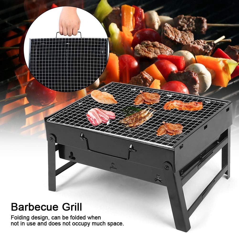 Aufee Griglia a Carbone, Portatile in Acciaio Inox Resistente Pieghevole Barbecue Grill griglia a Carbone di Legna per Campeggio Picnic allaperto Aufee Griglia a Carbone, Portatile in Acciaio Inox Resistente Pieghevole Barbecue Grill griglia a Carbone di Legna per Campeggio Picnic allaperto