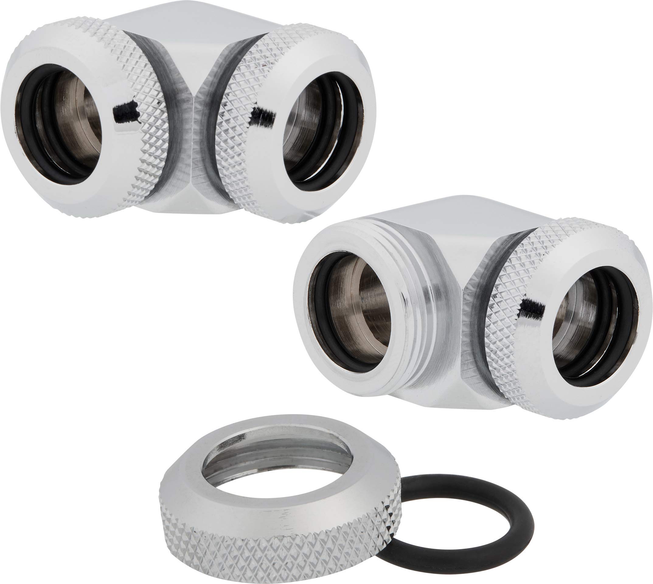 Corsair HYDRO X Series XF Hardline 12mm OD 90° Bits - Chrome (Pack of 2)