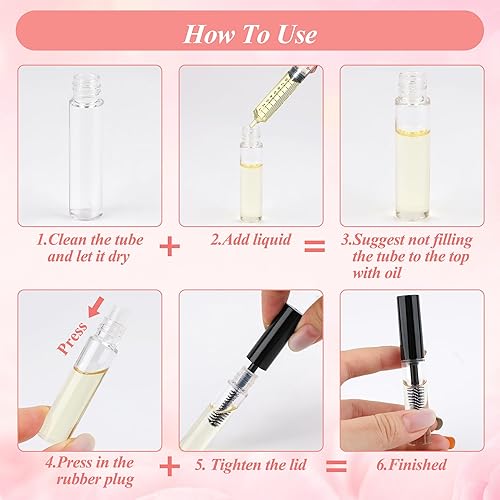 Miniatura 6 de AHIER 20 recipientes de tubo de botella vacía reutilizables de 0.1 fl oz para aceite de crecimiento de pestañas, rímel con cepillo para el hogar y