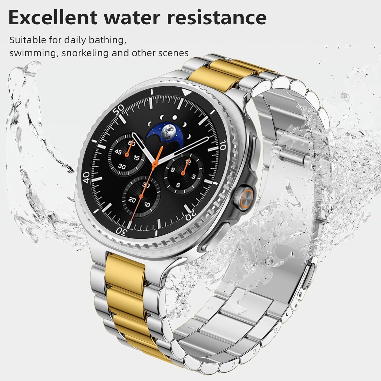 Lerobo Stainless Steel Band Compatible with Samsung Galaxy Watch 8 7 6 5 4 FE 40mm 44mm 45mm/Galaxy Watch 8 Classic 6 4 Classic 43mm 47mm 42mm 46mm, 20mm Metal Replacement Band for Men Women