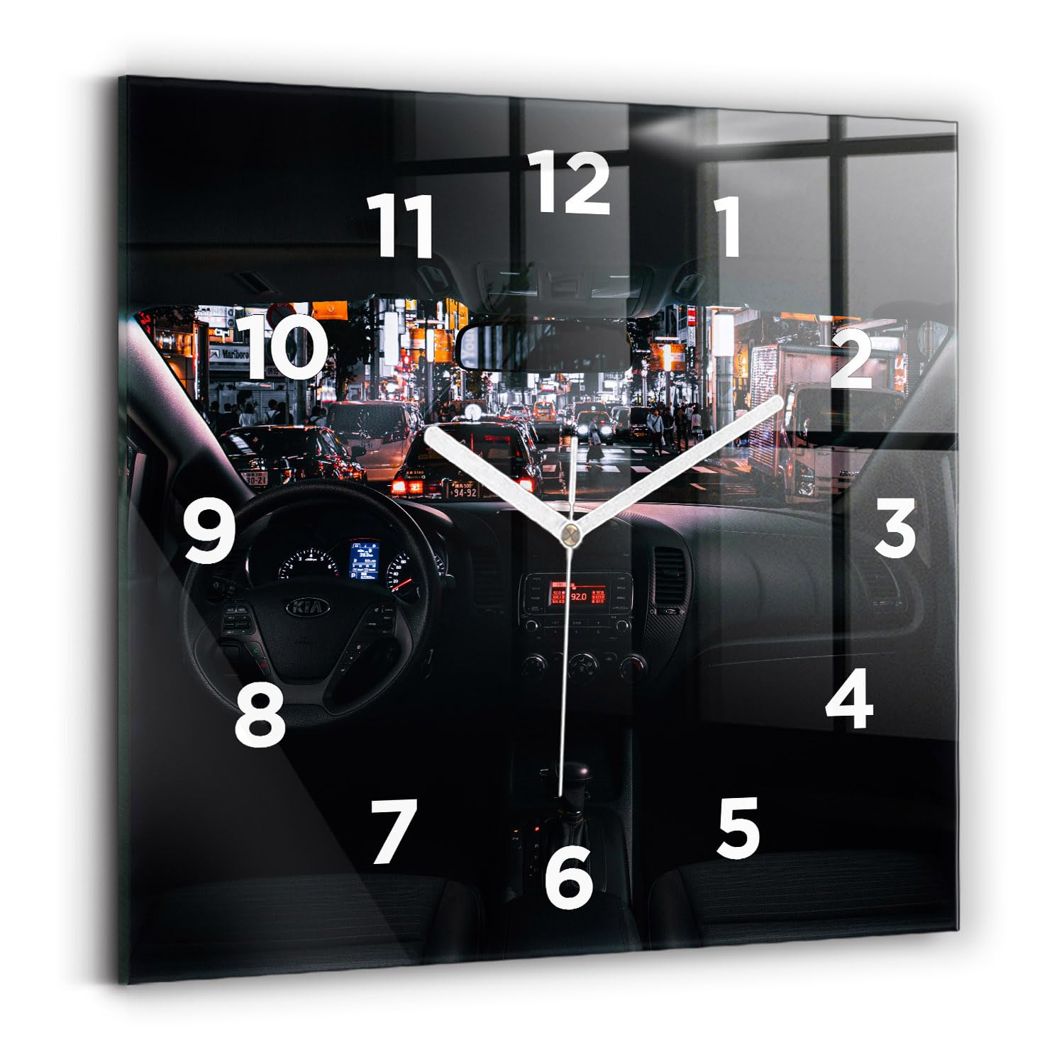 Horloge numérique et analogique carrée dotée d'un mécanisme silencieux