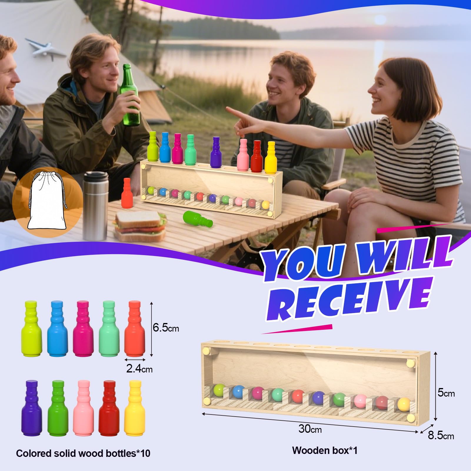 Uping Juegos de Mesa Niños Adulto para Fiesta Juguete Emparejar Colores de Madera Regalo Niño 6 Años o más y Adultos