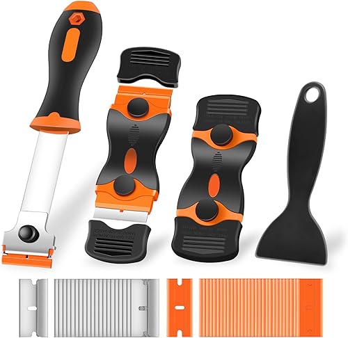 Miniatura 1 de NECAMOCU Paquete de 3 raspadores de cuchillas de afeitar, herramienta de limpieza de alta calidad con 60 cuchillas de afeitar de metal y plástico,