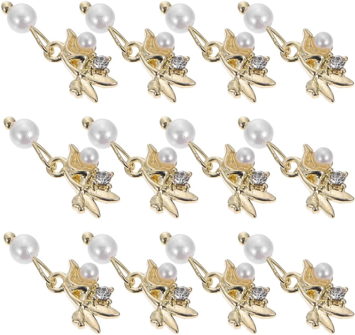 12pcs Pearl Nail Charms Alloy Decorative Studs for Manicure