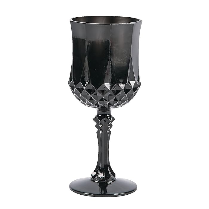 Buy Plastic Black Patterned Wine Glasses (set of 12), 8 oz Goblets