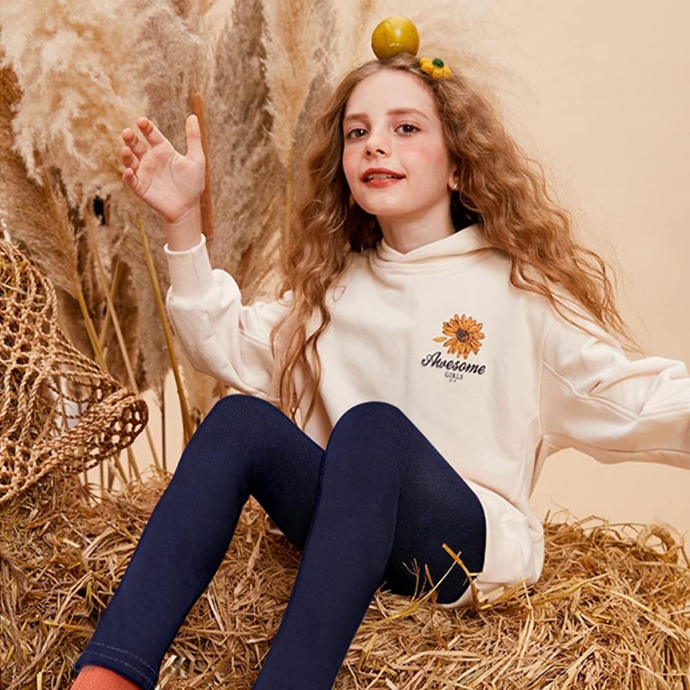 Slaixiu 4 Pack Leggings for Girls - Soft & Comfortable Ankle Length Printed Leggings for Kids (3T to 12 Years) - Image 2