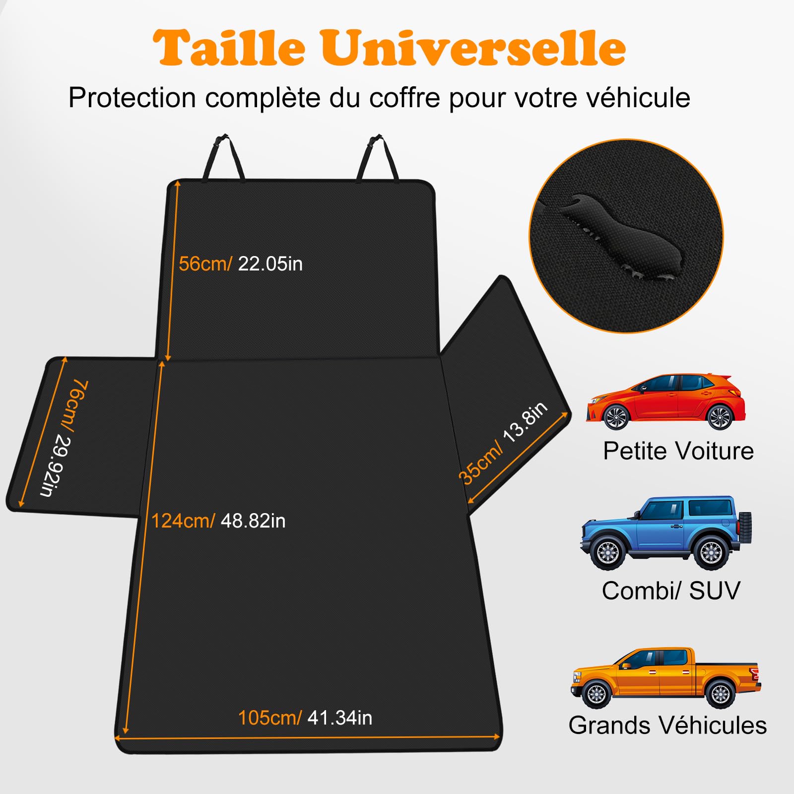 Protection Coffre Voiture Chien Universelle avec Protection Latérale, Housse de Coffre pour Chien Imperméable et Résistant aux Rayures, Protection Coffre pour Voiture, Camion, SUV