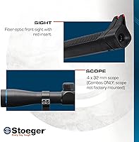 Vista 5 de Stoeger Combo de rifle de aire comprimido compacto S3000-C - Calibre .177 - Sintético negro con perdigones de punta plana X-Sport Practice Target