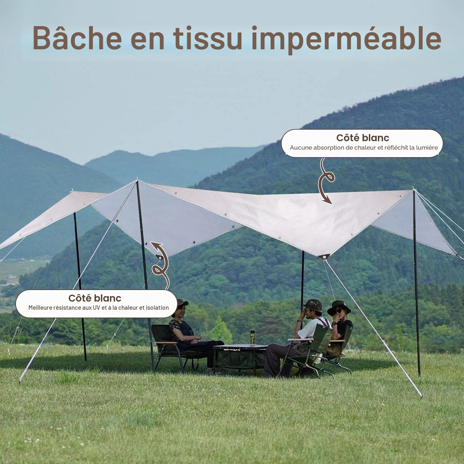 Bâche de Protection Extérieur Renforcée 180g/m² - Bâche Imperméable avec Œillets en Aluminium - Résistante aux UV et Déchirures - Idéal pour Jardin Bois Piscine Remorque Voiture et Camping