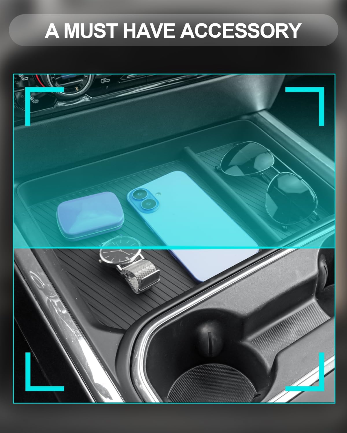 CDEFG for 2024 2025 2026 Chevy Silverado 2500HD 3500HD Center Console Organizer Accessories Middle Console Storage Box, Full Console w/Bucket Seats ONLY(Not for 1500, Not for Front Row w/Three-Seat)