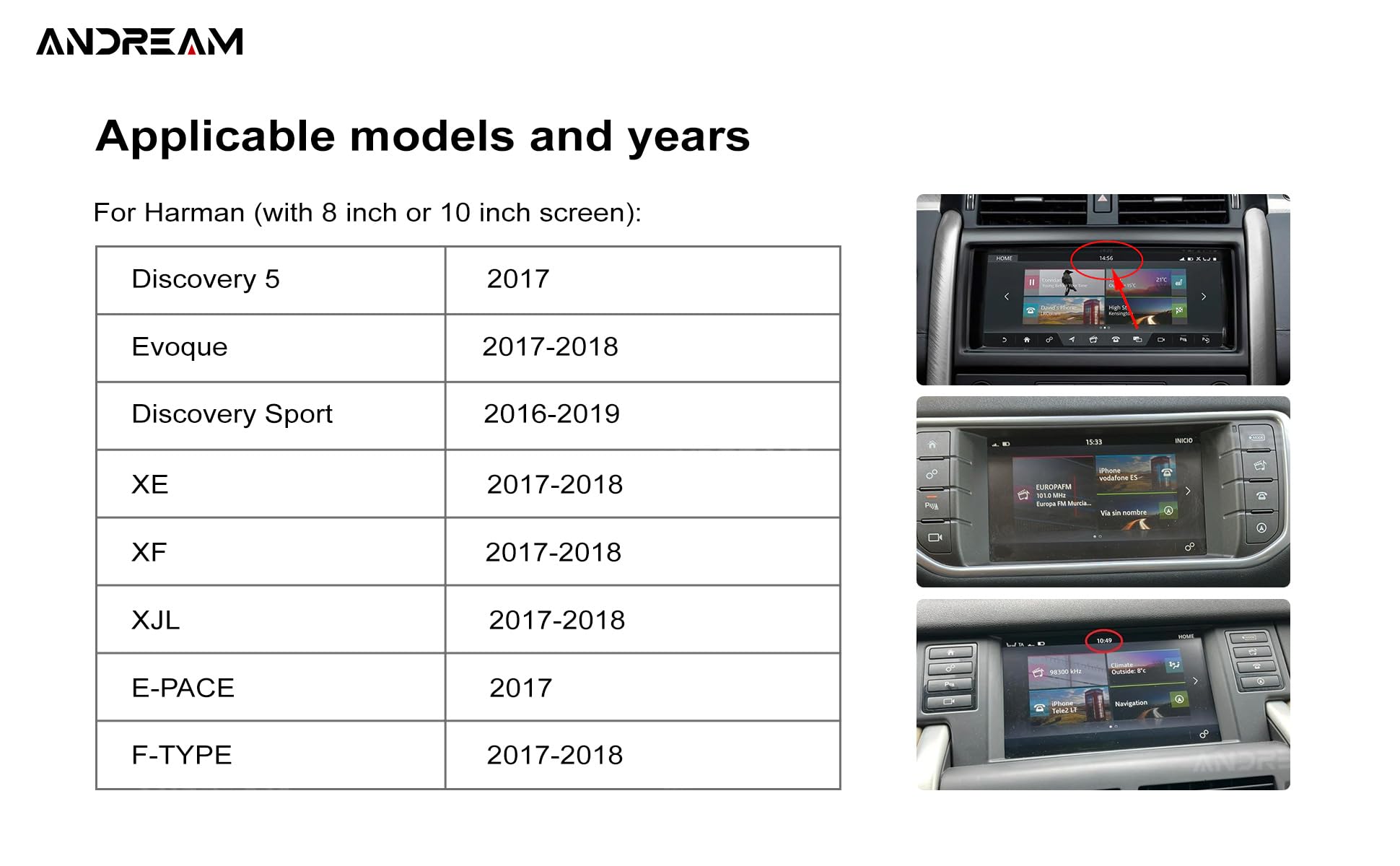 Andream Bezprzewodowa modernizacja Carplay do Land Range Rover Sport Evoque Vogue Discovery 4 Jaguar XE XF, bezprzewodowy moduł Carplay Android Auto, zestaw modernizacyjny, obsługa Mirrorlink, GPS