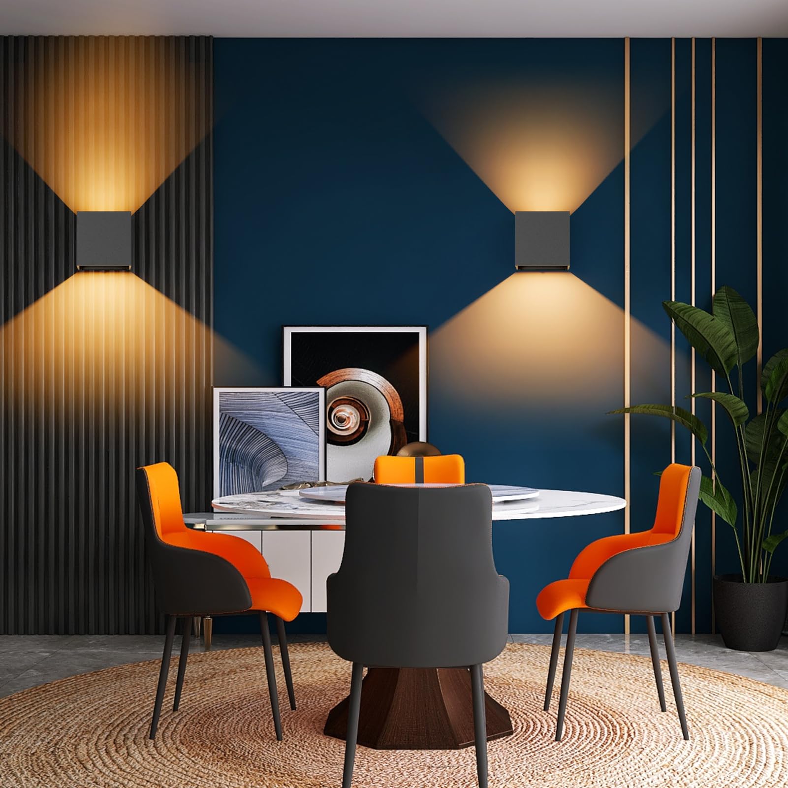 K-Bright 2PCS Aplique de Pared Interior con Sensor de Movimiento, 5W USB recargable LED Lámpara de Pared sin cable con Interruptor, Ángulo de haz Ajustable Iluminación de Pared, 3000K, Gris oscuro