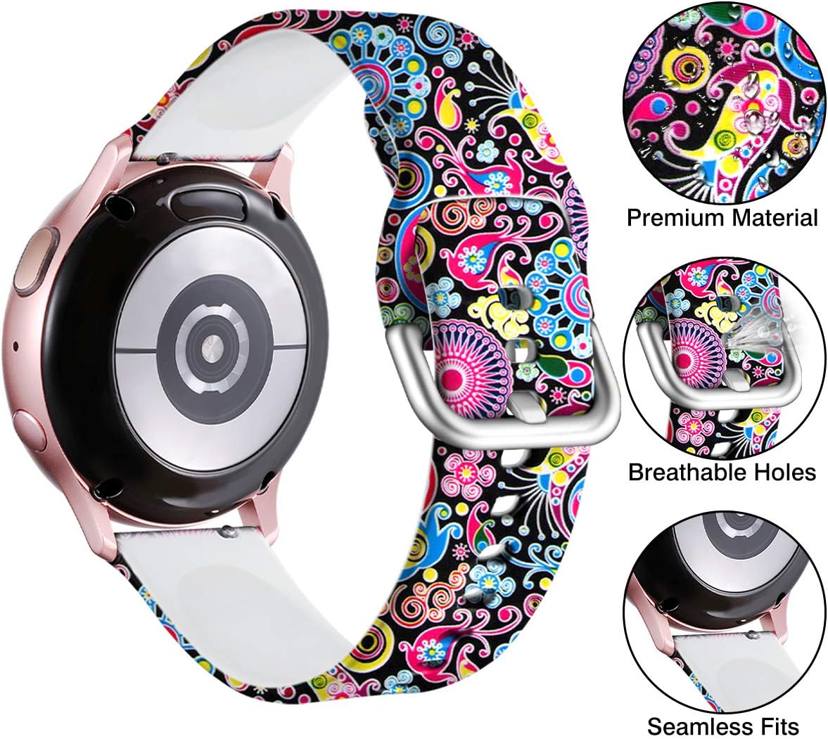 Lerobo Compatible for Samsung Galaxy Watch Active 2 Bands 40mm/44mm,20mm Silicone Replacement Band for Galaxy Watch 42mm/Gear S2 Classic/Gear Sport Smart Watch Women Men Small Jellyfish Pattern