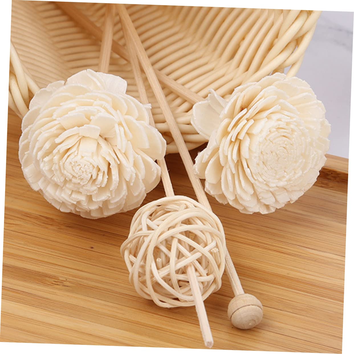 Amosfun 40stücke Rattan Aromastäbchen Für Ätherische Öle Duftstäbchen Raumdeko Und Aromatherapie Ersatz Für Diffuser Stilvolle Blüten-Designs Für Entspannende