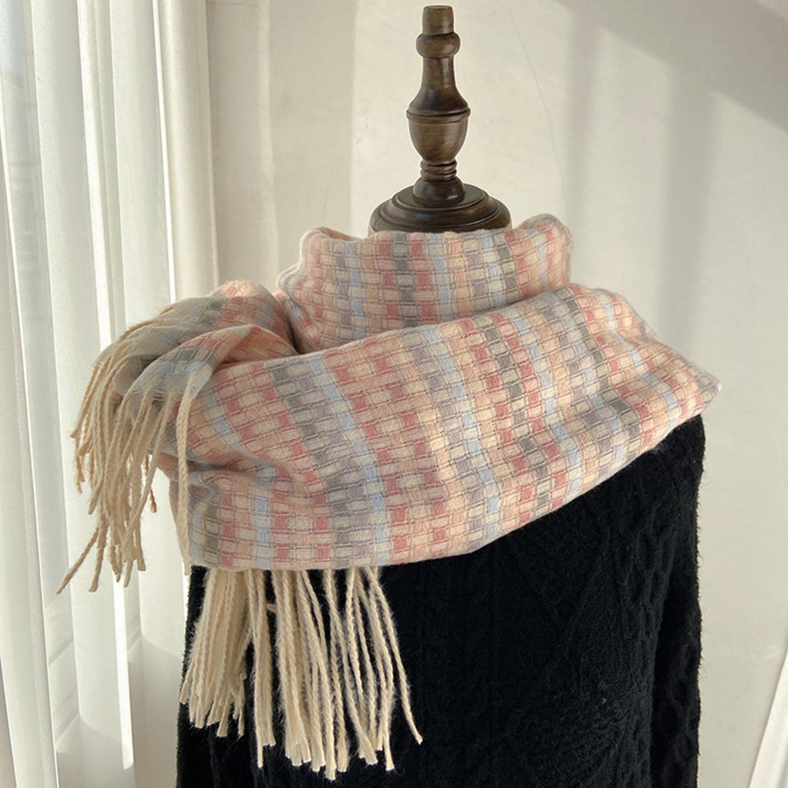 Bufanda De Cachemira Para Mujer Bufanda De Diseño Cálida De Lana Grande Foulard De Pashmina De Invierno De Cachemira Chal Grande Suave Y Ligero Estola De Cuadros Elegantes (Bg1 Talla Única)