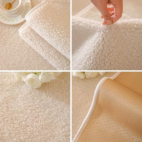 Miniatura 7 de vctops Funda de sofá de forro polar Sherpa de color liso, mullida, suave, esponjosa, suave, antideslizante, protector de muebles para niños,