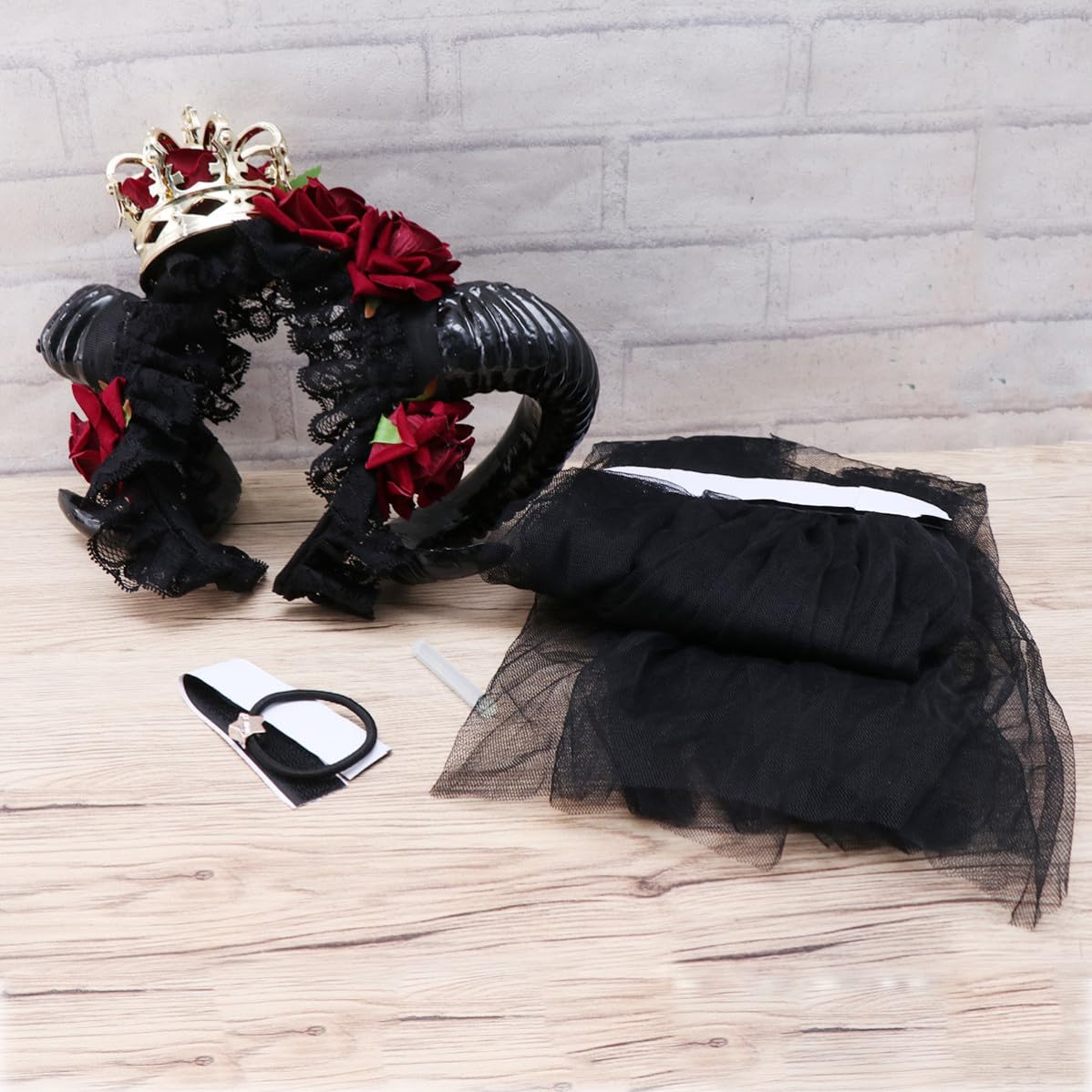 Gothic Crown Rose Headband Black Plastic for Party Halloween Season