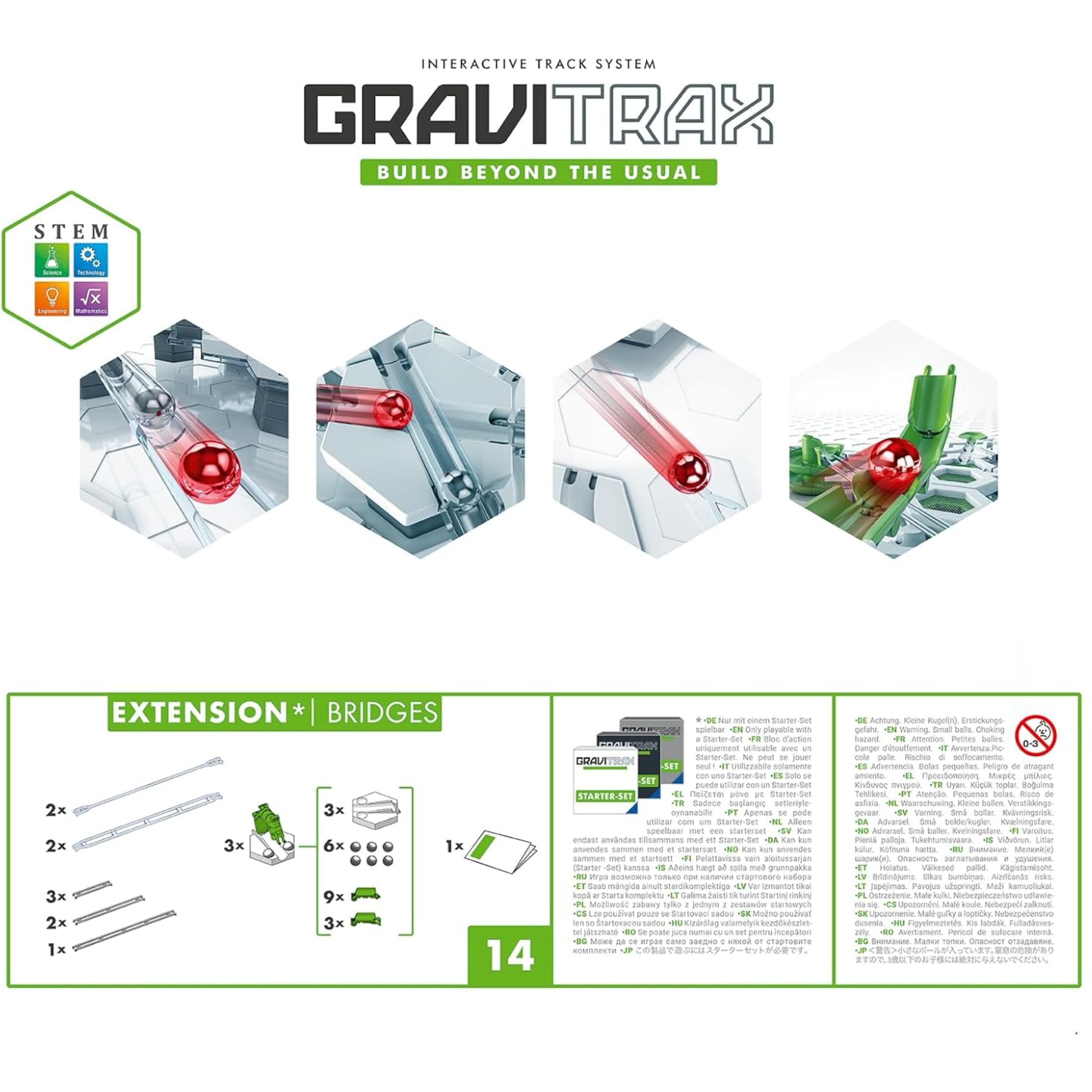 Ravensburger - Gravitrax Bridges | Circuito Canicas Con 14 Piezas | Rompecabezas Niños Con Canicas | Juegos Para Niños De 8 Años | Juegos Mesa Compatibles Con Todos Los Gravitrax