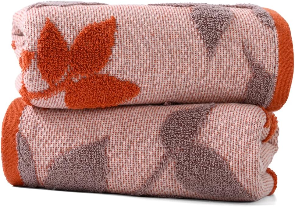 sense gnosis Burgundy Red Hand Towel Set of 2 Super Soft 100% Cotton Embossed Leaf Floral Pattern Highly Absorbent Jacquard Hand Towels for Bathroom Valentines Day Decorations 13x 29 Inch - Image 5