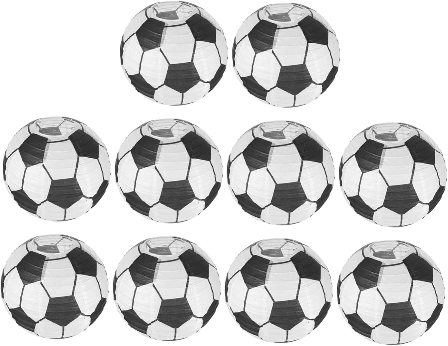HEMOTON 10pcs Hanging Soccer Ball Paper Lanterns 12-inch Soccer Party Decorations for Birthday Sports Bars and Event Celebrations and Lawn Hanging Lights