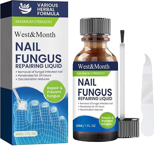 Nail Fungus Repairing Liquid, Maximum Strength, 30ml | Herbal Formula, 24‑Hour Penetration, Reduces Discolouration, Includes Nail File