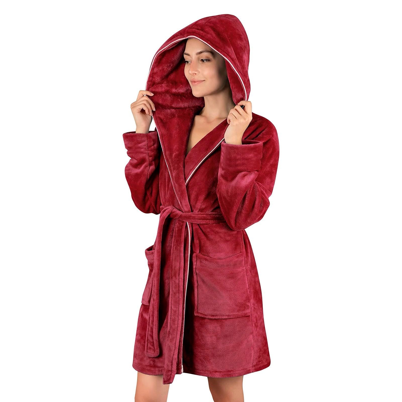Peignoir court moelleux pour femme - Peignoir de sauna avec capuche