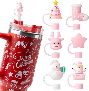 6PCS Straw Covers for Stanley Cup, Cute Straws Toppers for Stanleys 30&40 Oz Tumbler with Handle, 10mm Dust-Proof Reusable Straw Toppers Stanley Cup Accessories for Kids Girls