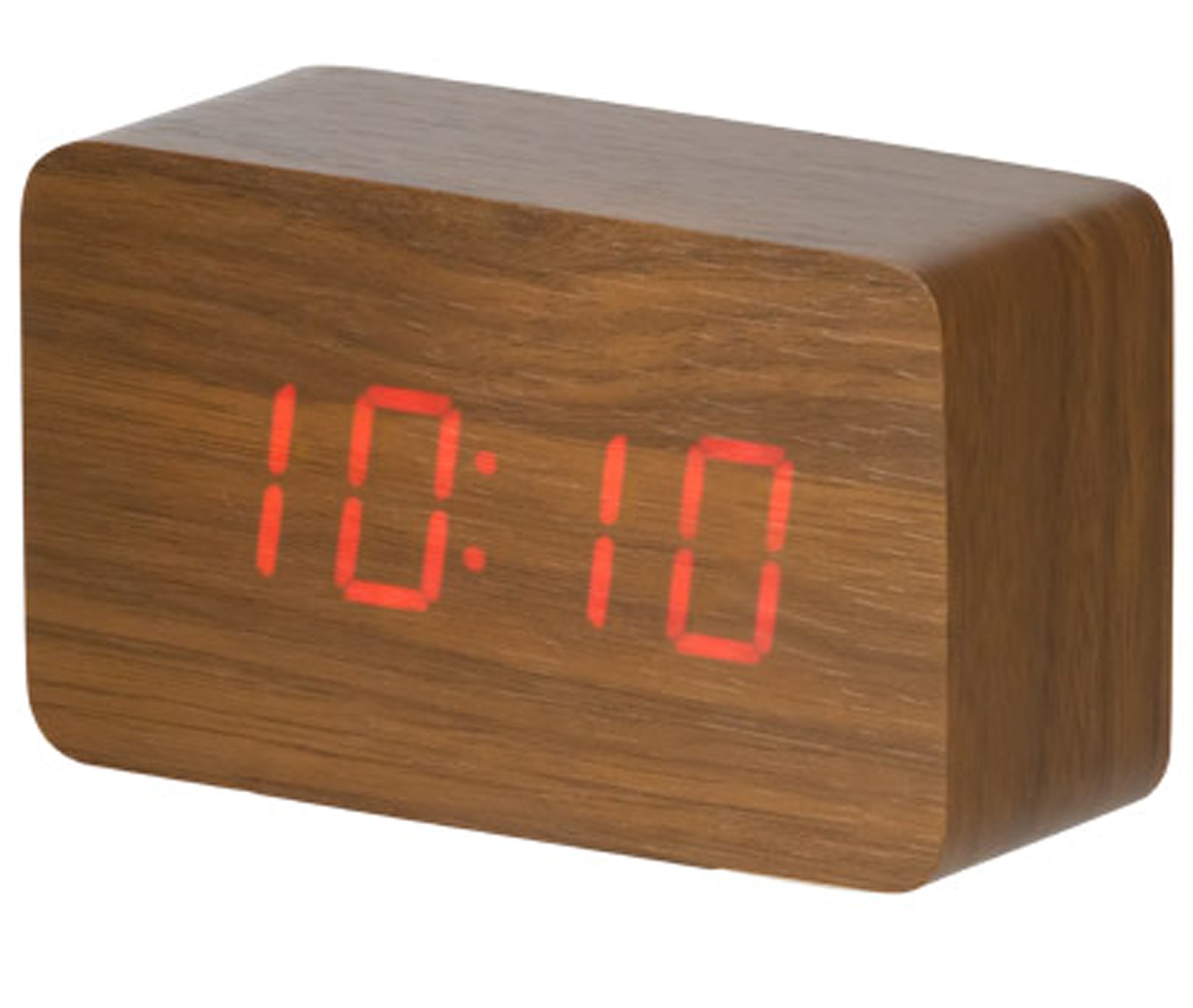 オフィス用品 Gem ウッド調LEDクロック(ブラウン) — 販促品ならノベルティ本舗