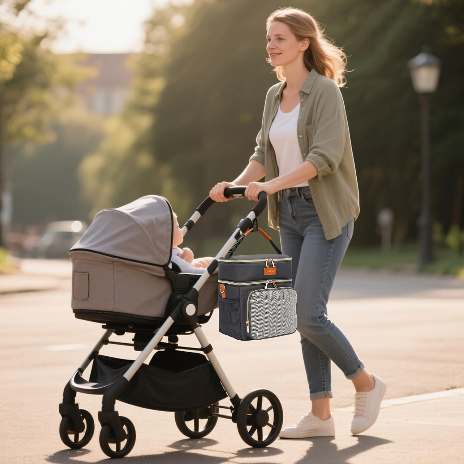 TUGUAN Muttermilch Kühltasche Thermotasche für Babyflaschen mit Eisbeutel für 6 Flaschen Doppelstock Isolierte Kühler Perfekt für Reisen, Stillende Mütter