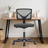 Sweetcrispy Office Computer Desk Chair, Ergonomic Low-Back Mesh Rolling Work Swivel Chairs with Wheels, Armless Comfortable Seat Lumbar Support for Home, Bedroom, Study, Student, Adults, Black