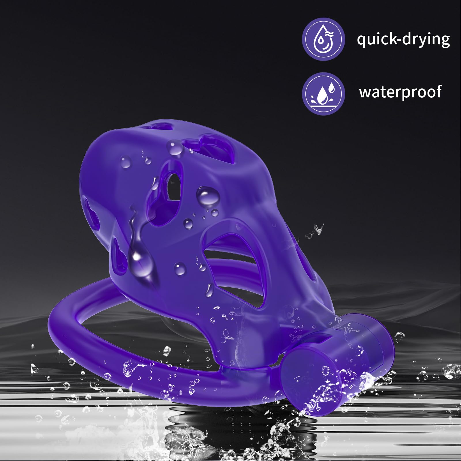 FYJENNICC Love 1.0 Chastity Cage - Lightweight Resin Male Chastity Device with Invisible Lock,Bondage Gear for Men Beginner-Friendly Design with 4 Adjustable Rings Adult Sex Toy (Pink, Small): Purple Nano