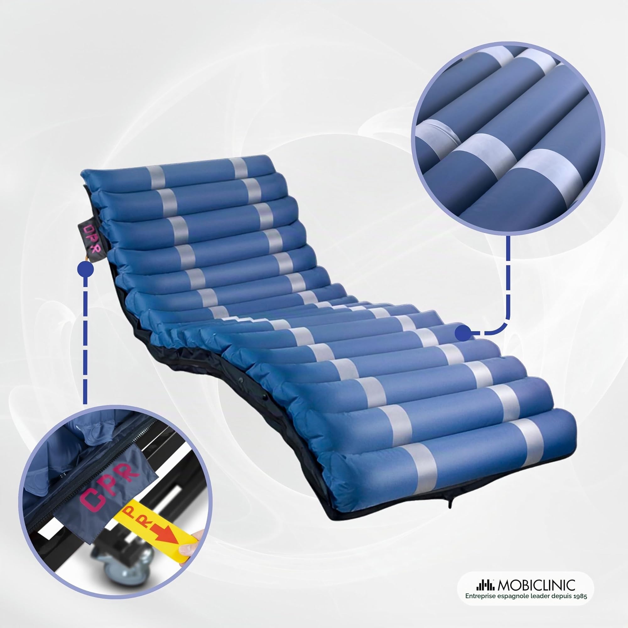 Mobiclinic® Pro, Matelas Anti-escarres, Compresseur Silencieux, 198x86x12, 8cm, Mobi 3, Alternatif, Télécommande et Alarme, Facile à Nettoyer, Cellule de Rechange, Jusqu'à 135 kg
