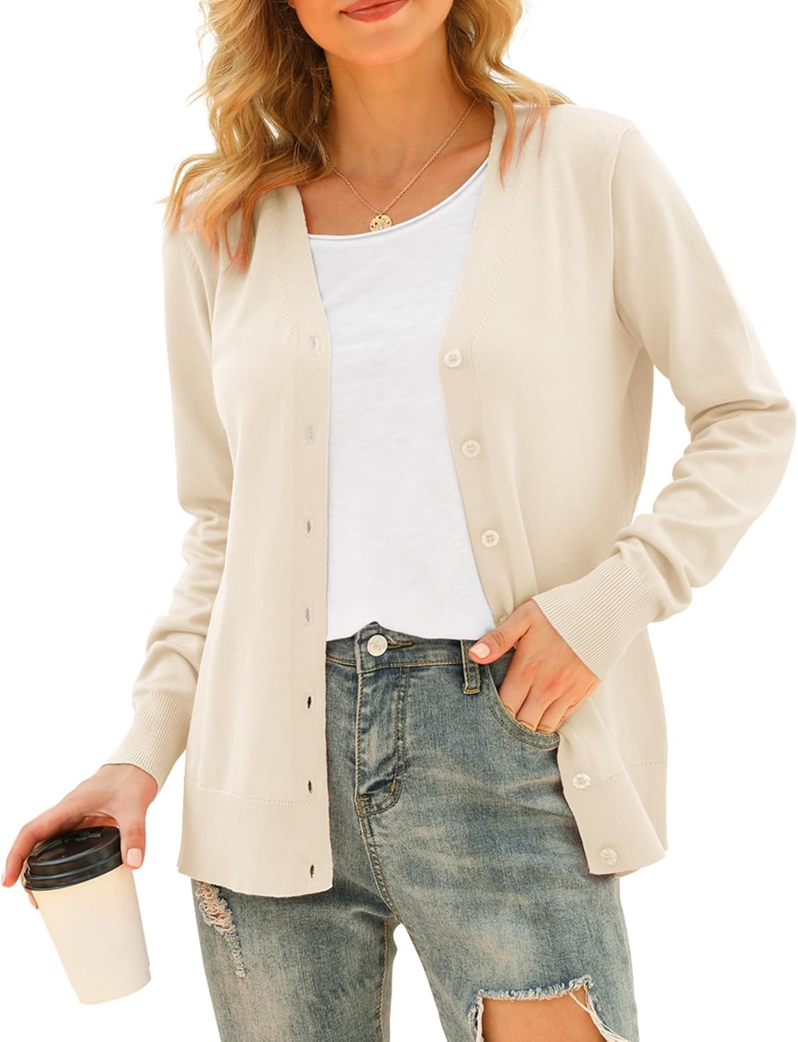 VIISHOW Women's V Neck Button Down Knitwear Long Sleeve Soft Basic Knit Cardigan Sweater