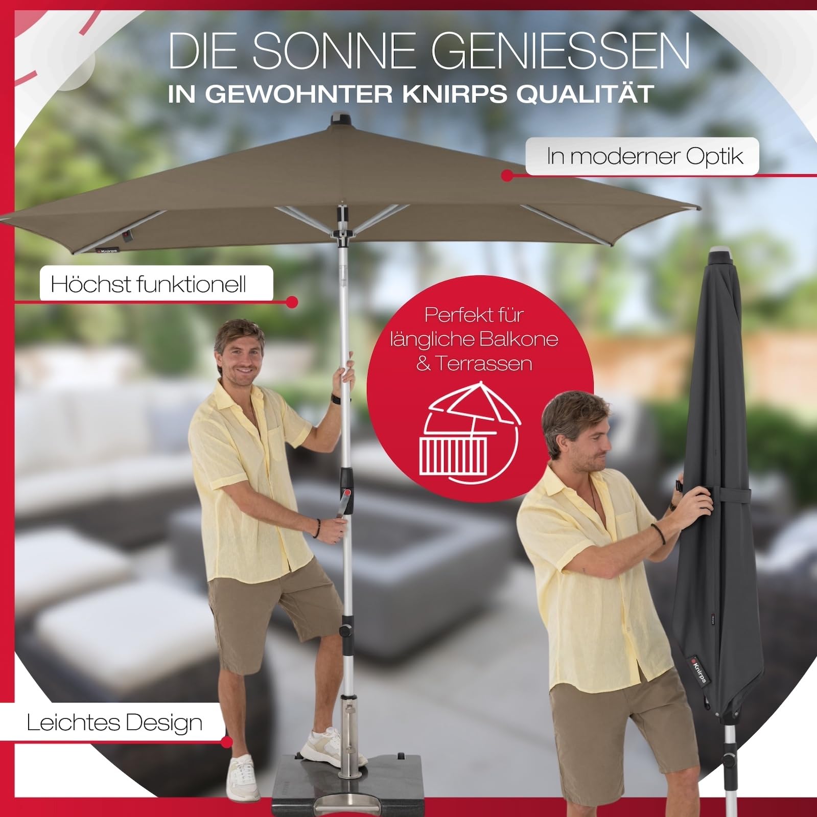 Knirps Automatic Sonnenschirm 230x150cm in verschiedenen Farben