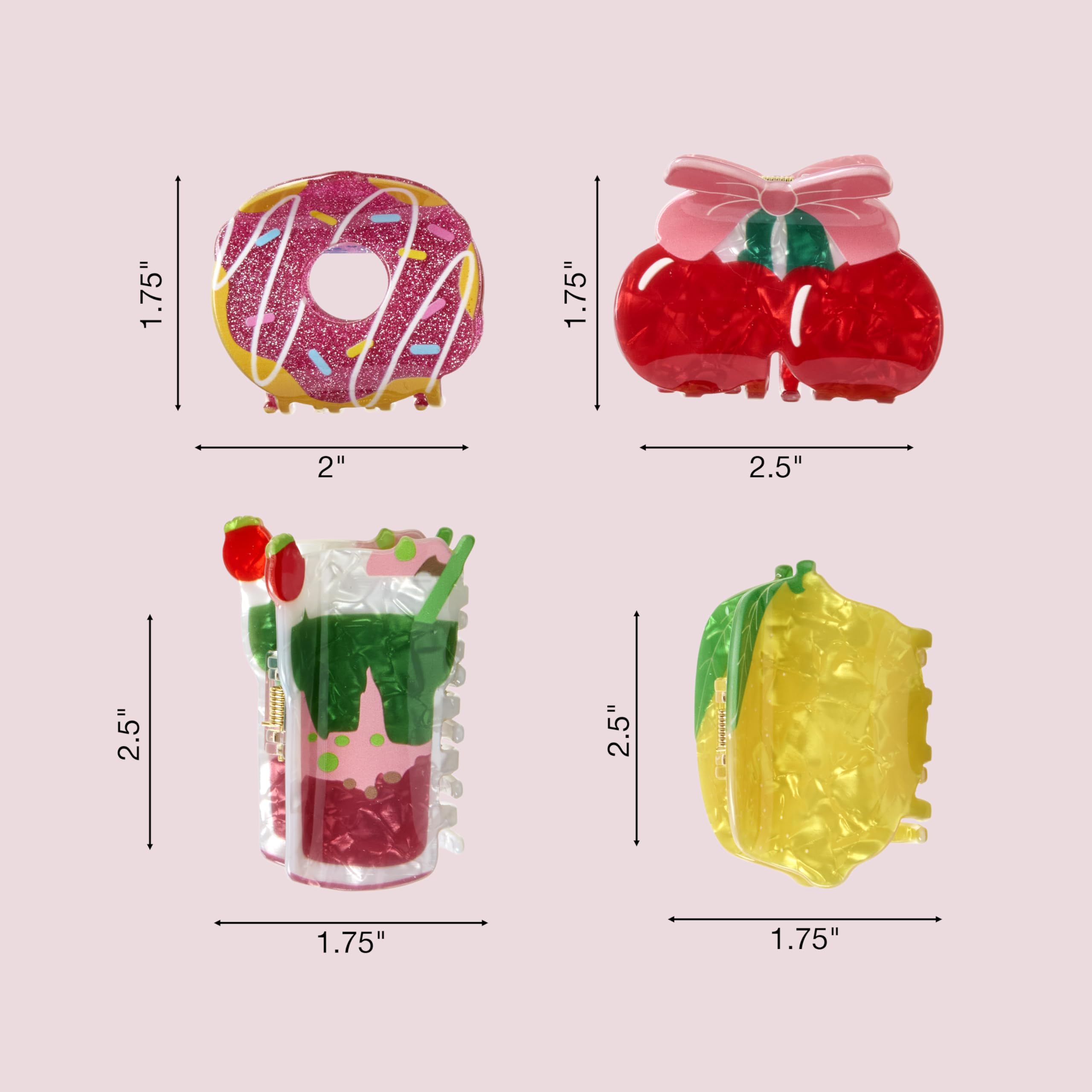 Conair 4PK Acrylic Food-Themed Clip Set, Hair Clips for  display picture 2