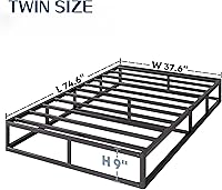 Vista 2 de Muelles de caja doble, solo somier de metal de 9 pulgadas, base de colchón individual con cubierta de tela, fácil montaje, sin ruido, antideslizante