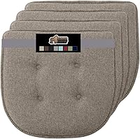 Gorilla Grip Slip-Resistant Memory Foam Chair Cushions, No Ties, Tufted Seat Pads for Dining Kitchen Office Chairs, Set of 4, 16x17 Beige