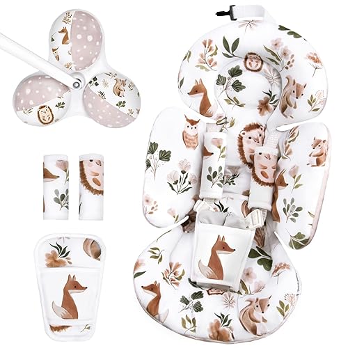 Inserto infantil compatible con columpio Mamaroo de 4moms y asiento de coche infantil, incluye 3 juguetes de repuesto, inserto reversible para