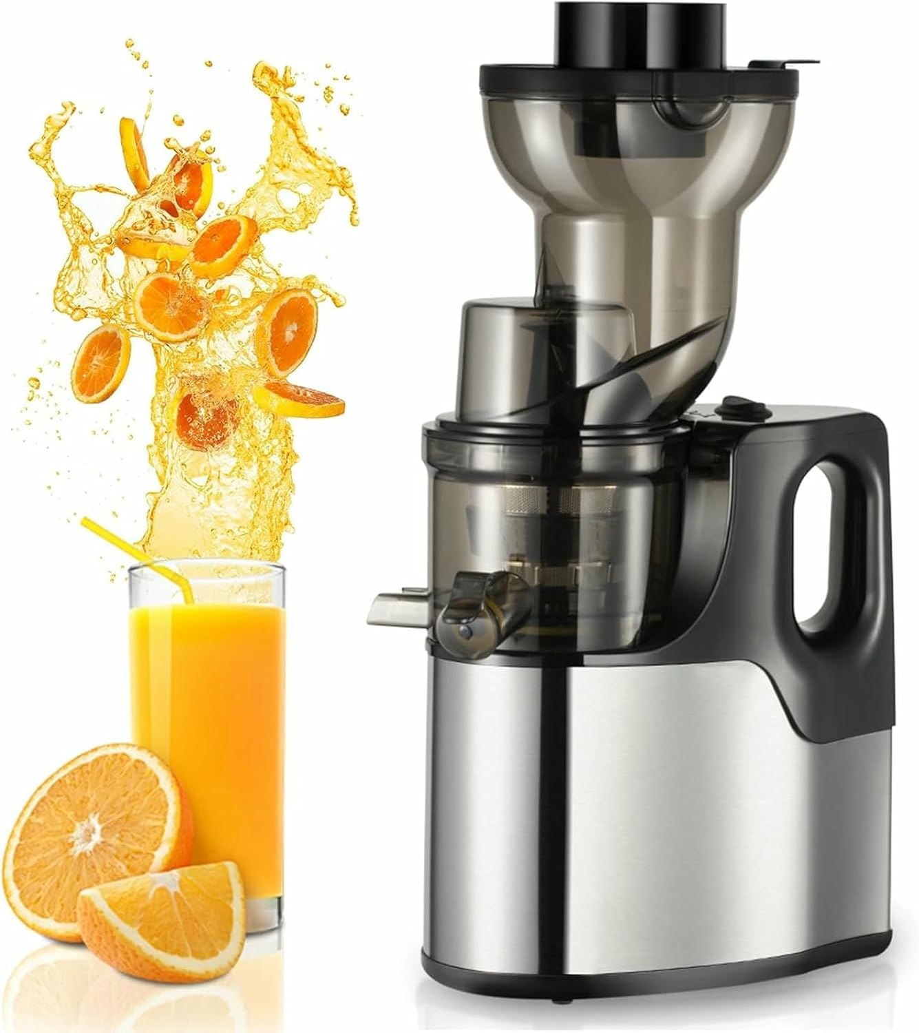Slow Masticating Juicer - 150W Cold Press Juicer with Automatic Pomace Separation, for Whole Fruits and Vegetables-