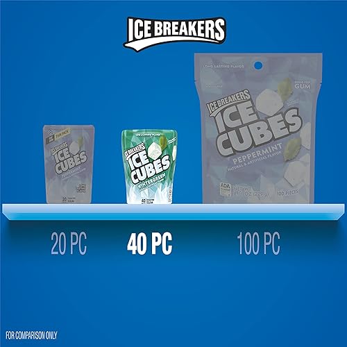 Miniatura 7 de Ice Breakers Ice Cubes Goma sin azúcar con xilitol Wintergreen 40 unidades paquete de 6